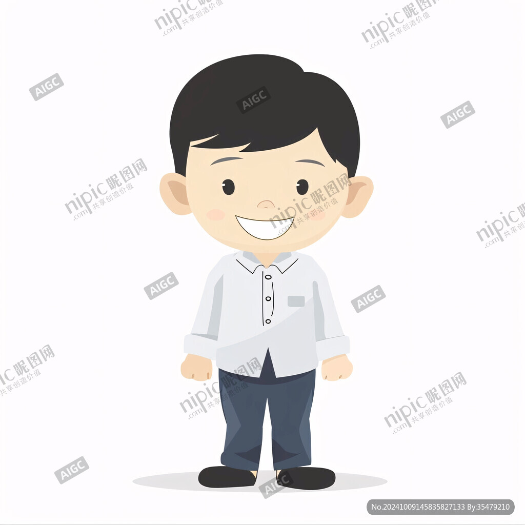开心的小男孩