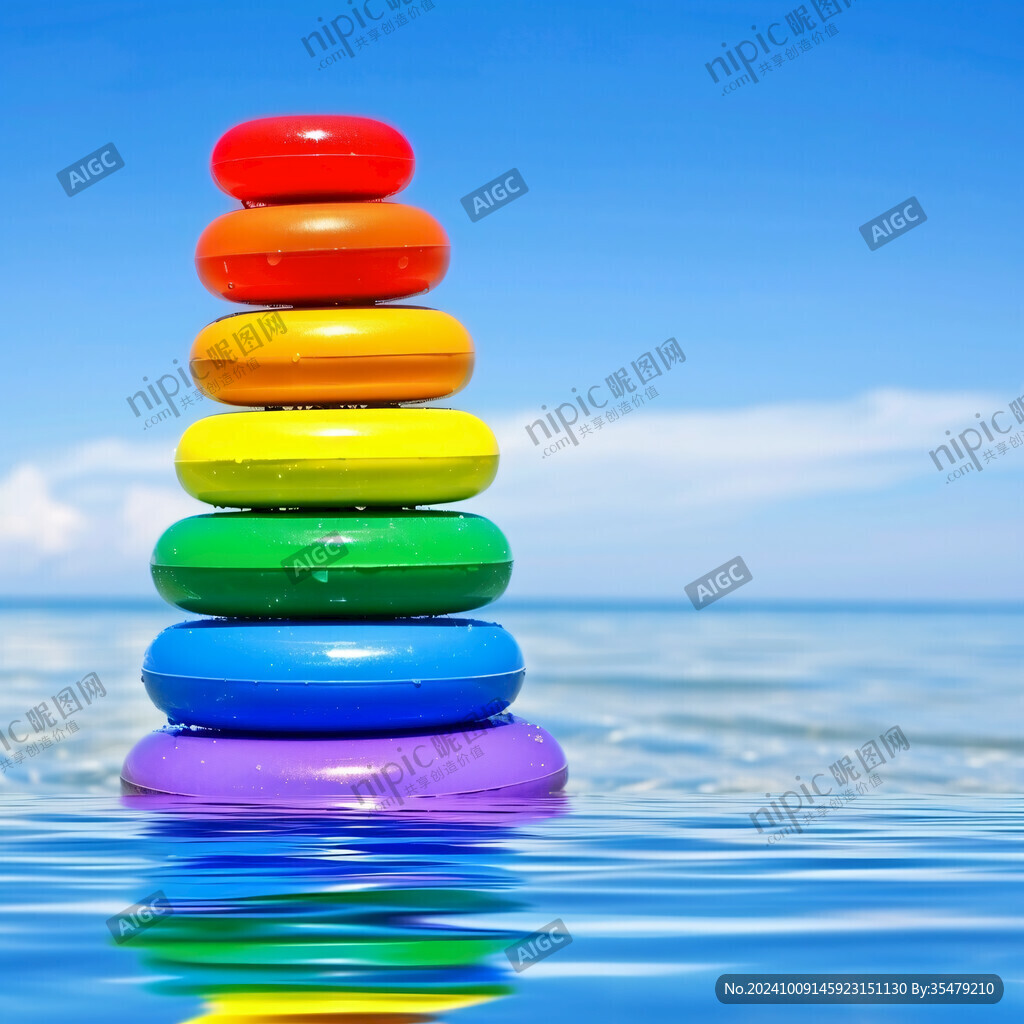 彩虹圆环 海边童趣