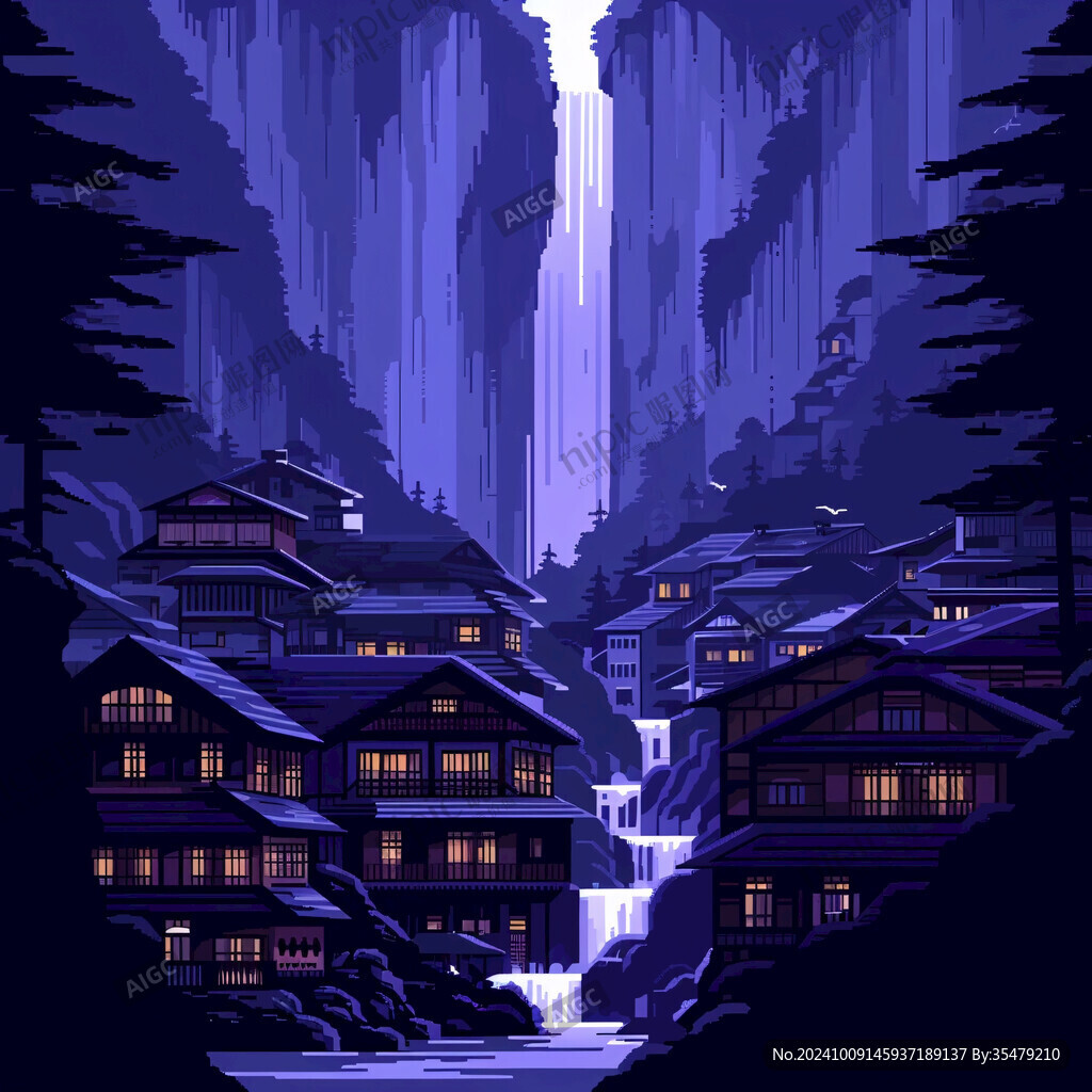 山间夜色 静谧小镇