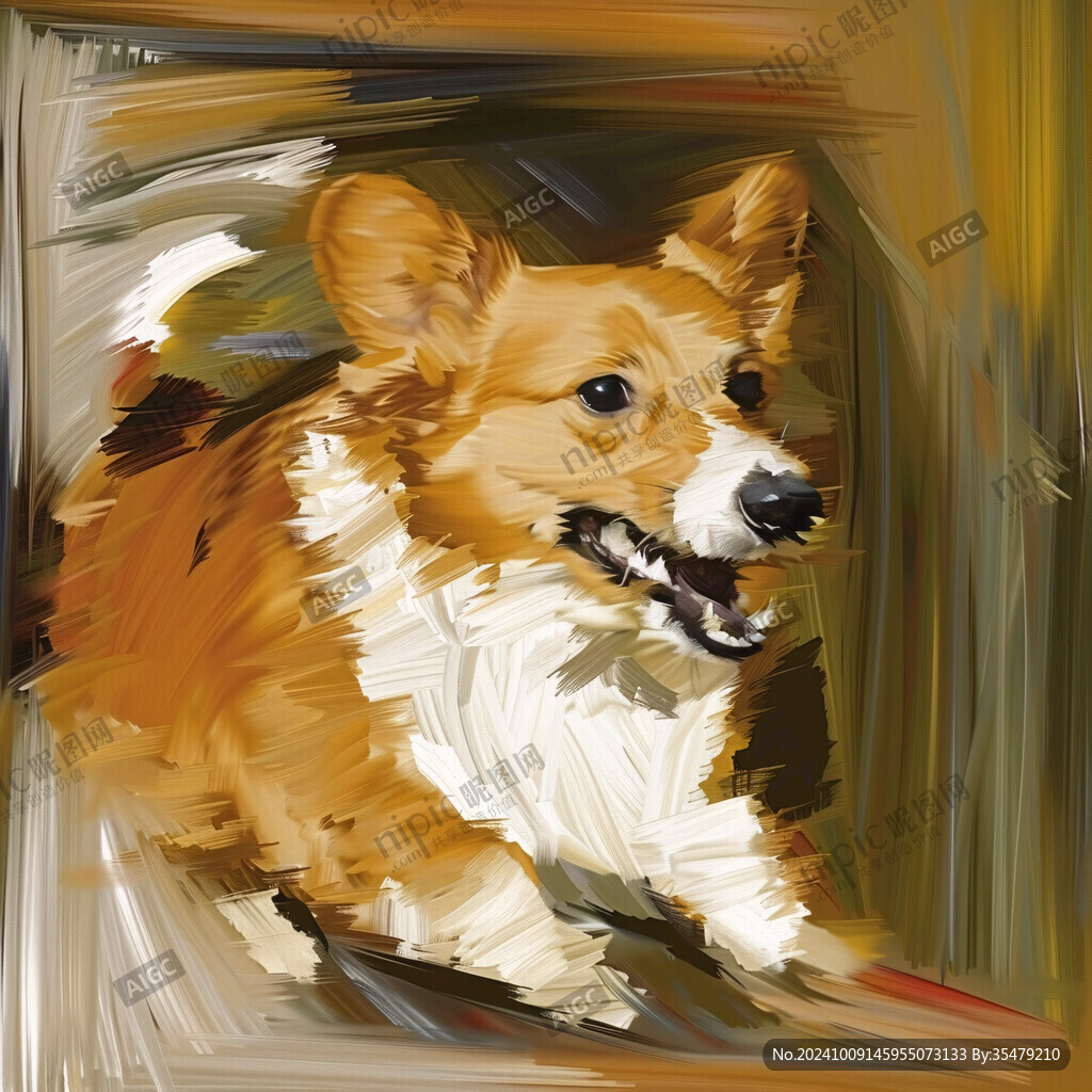 快乐奔跑的柯基犬