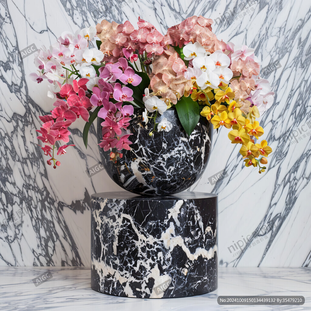 花艺设计 大理石花瓶