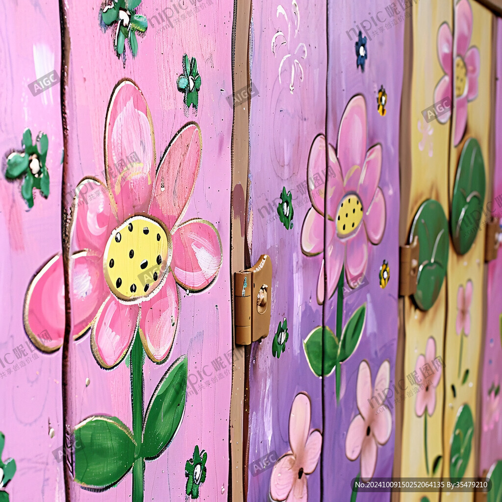 彩绘木板 花开满园