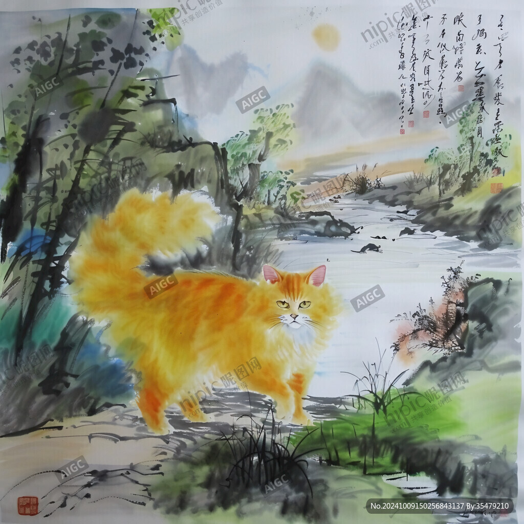 山水间的小猫咪