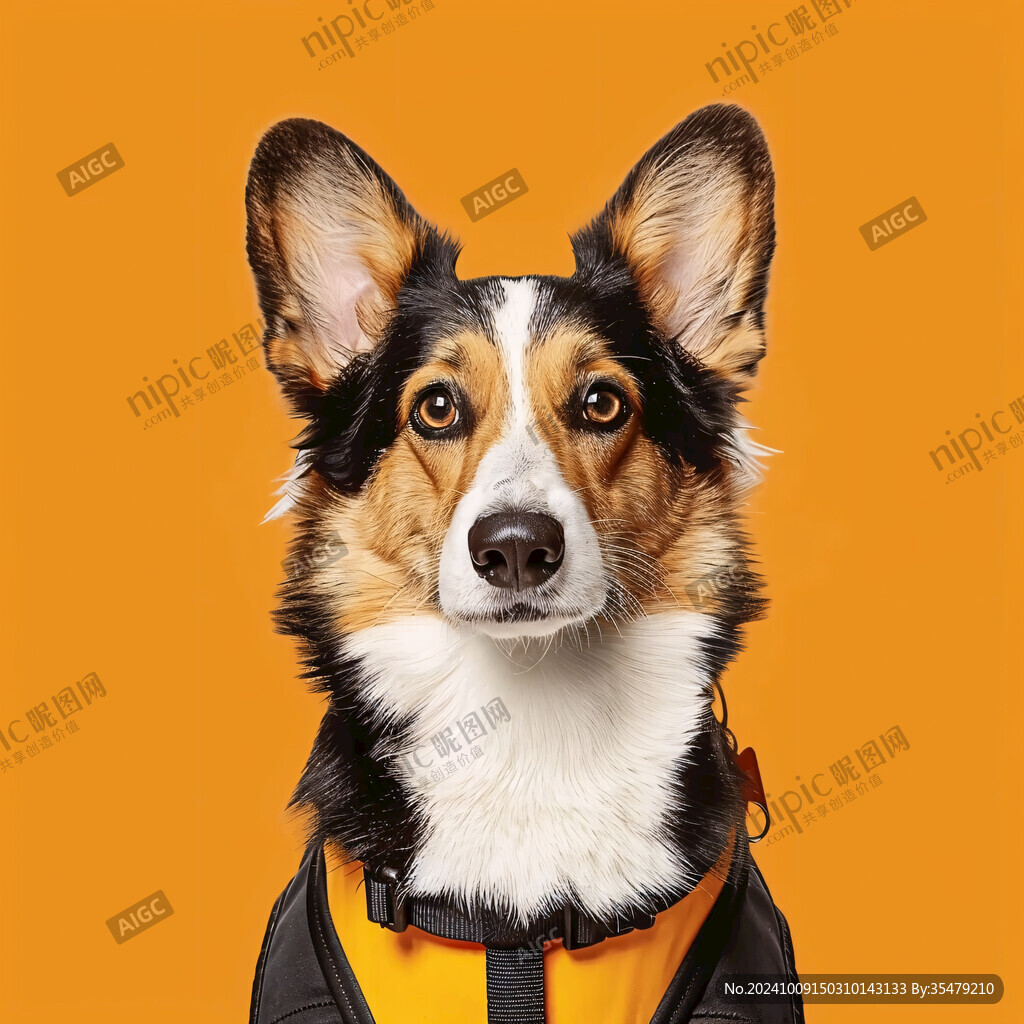 穿上救生衣的柯基犬