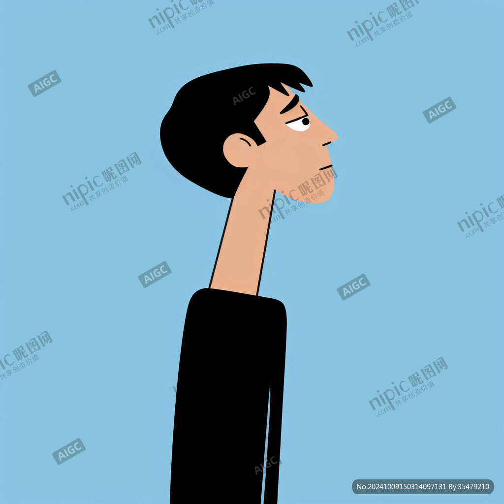 侧脸凝望 思绪飘远