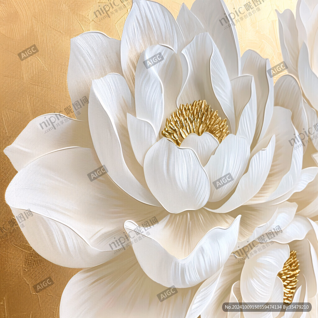 金箔白花 静谧优雅