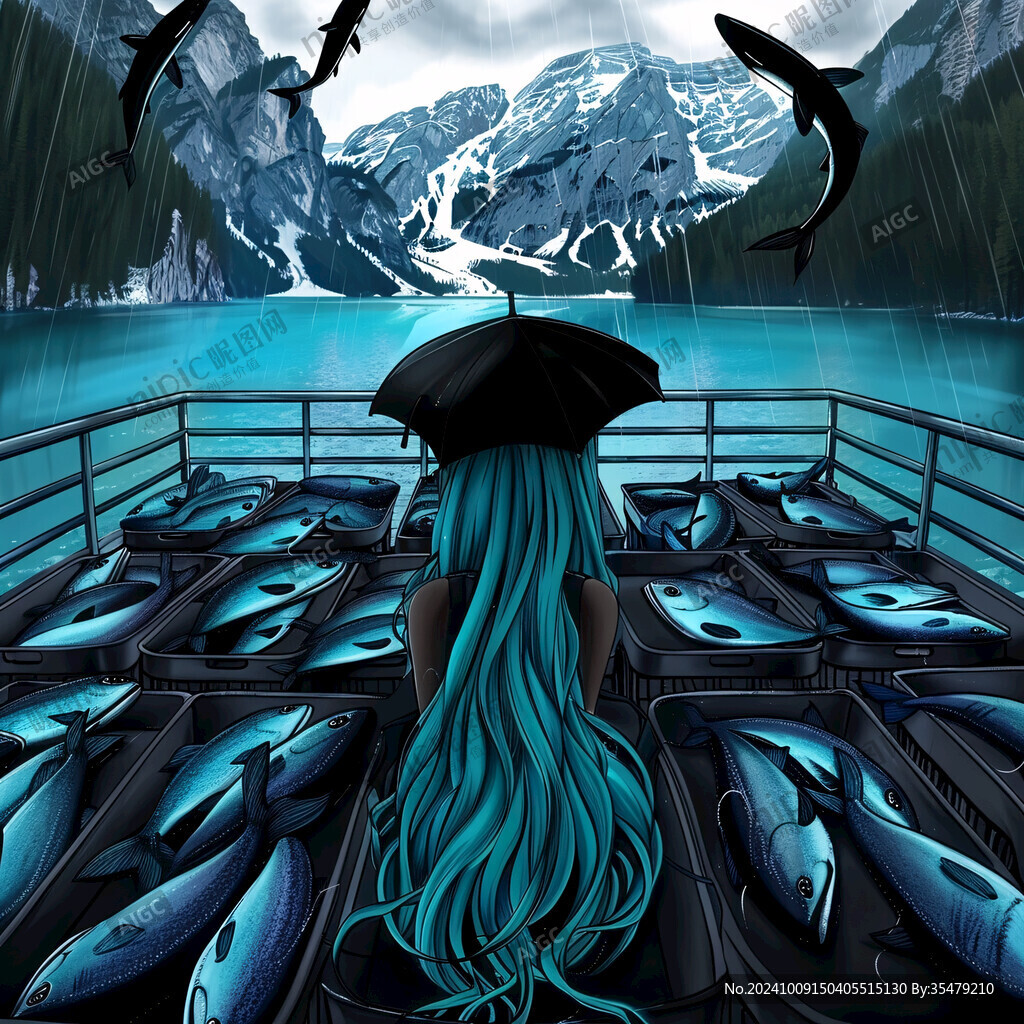 雨中少女与鱼群