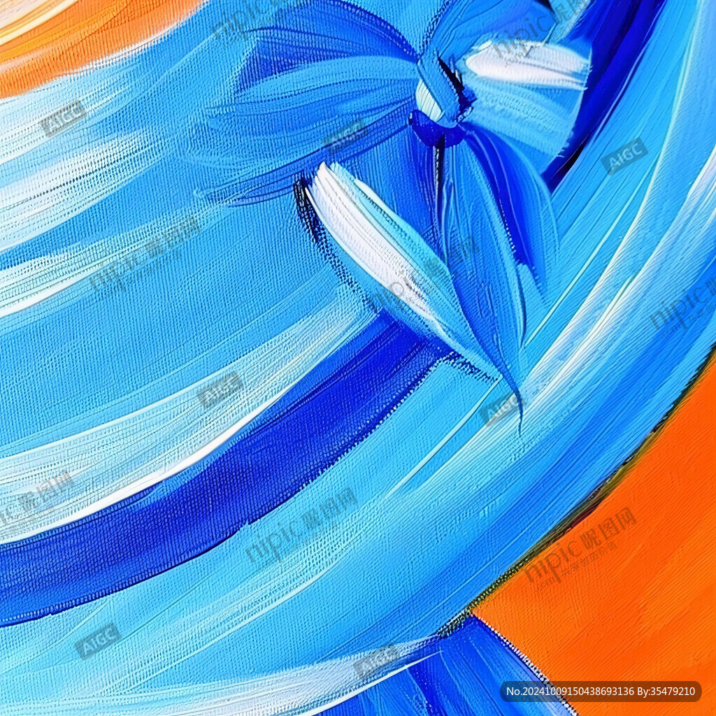 蓝色花朵的抽象画