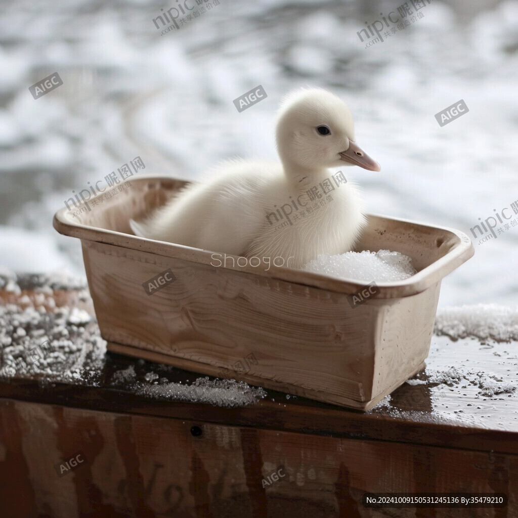 小鸭子雪地里的温暖