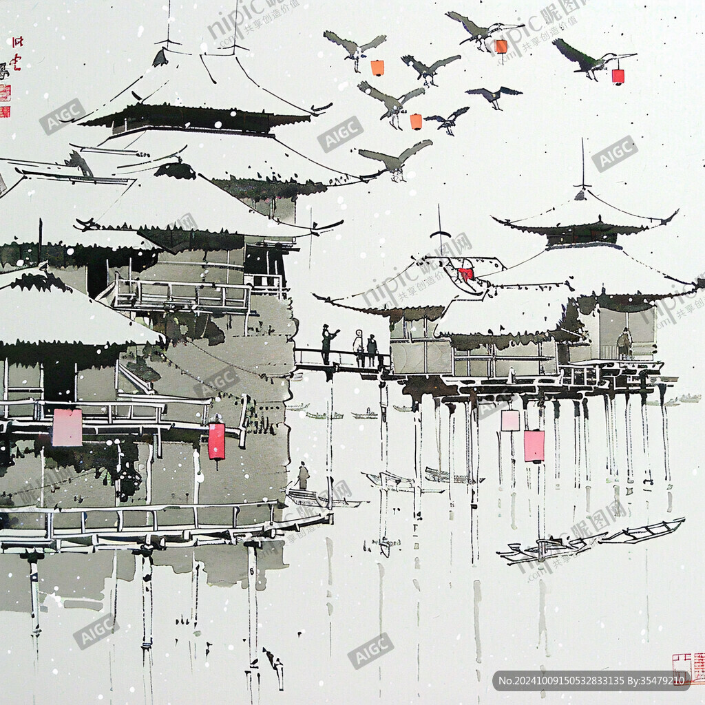 雪落江南水乡