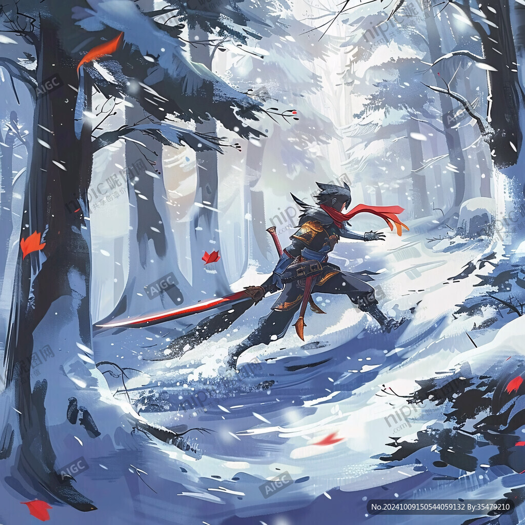 冬日武士踏雪行