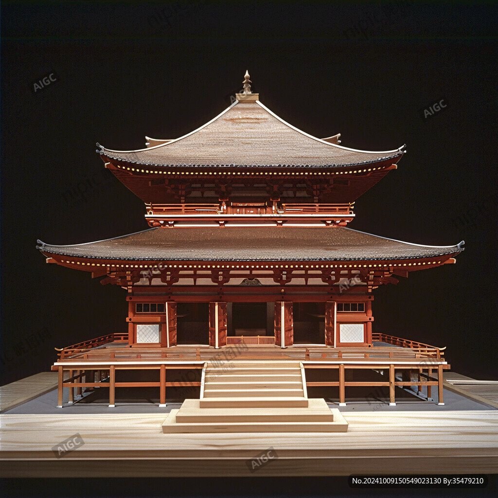 日本古寺建筑模型