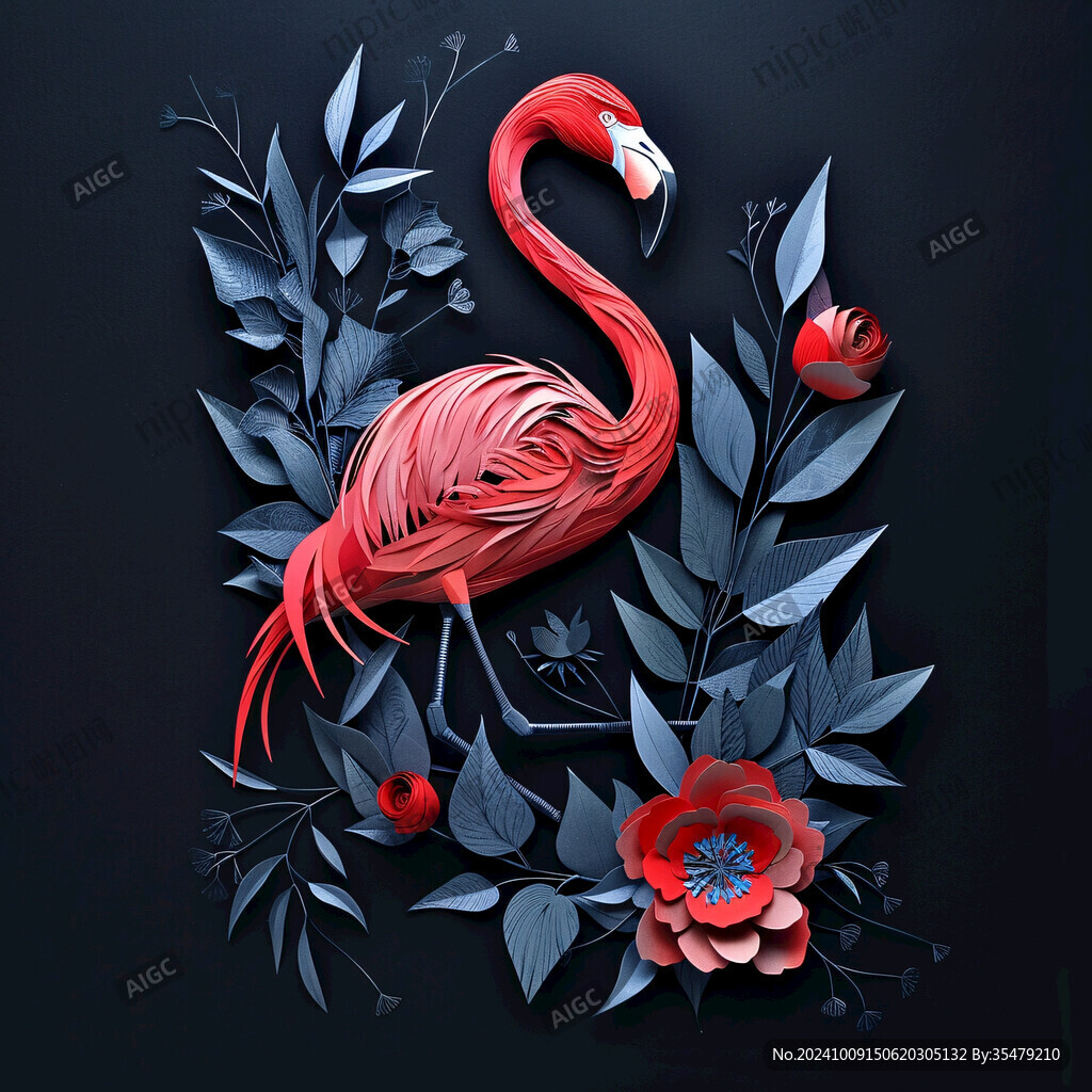 火烈鸟与鲜花