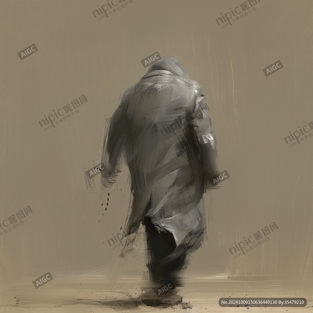线条街舞人物水墨画