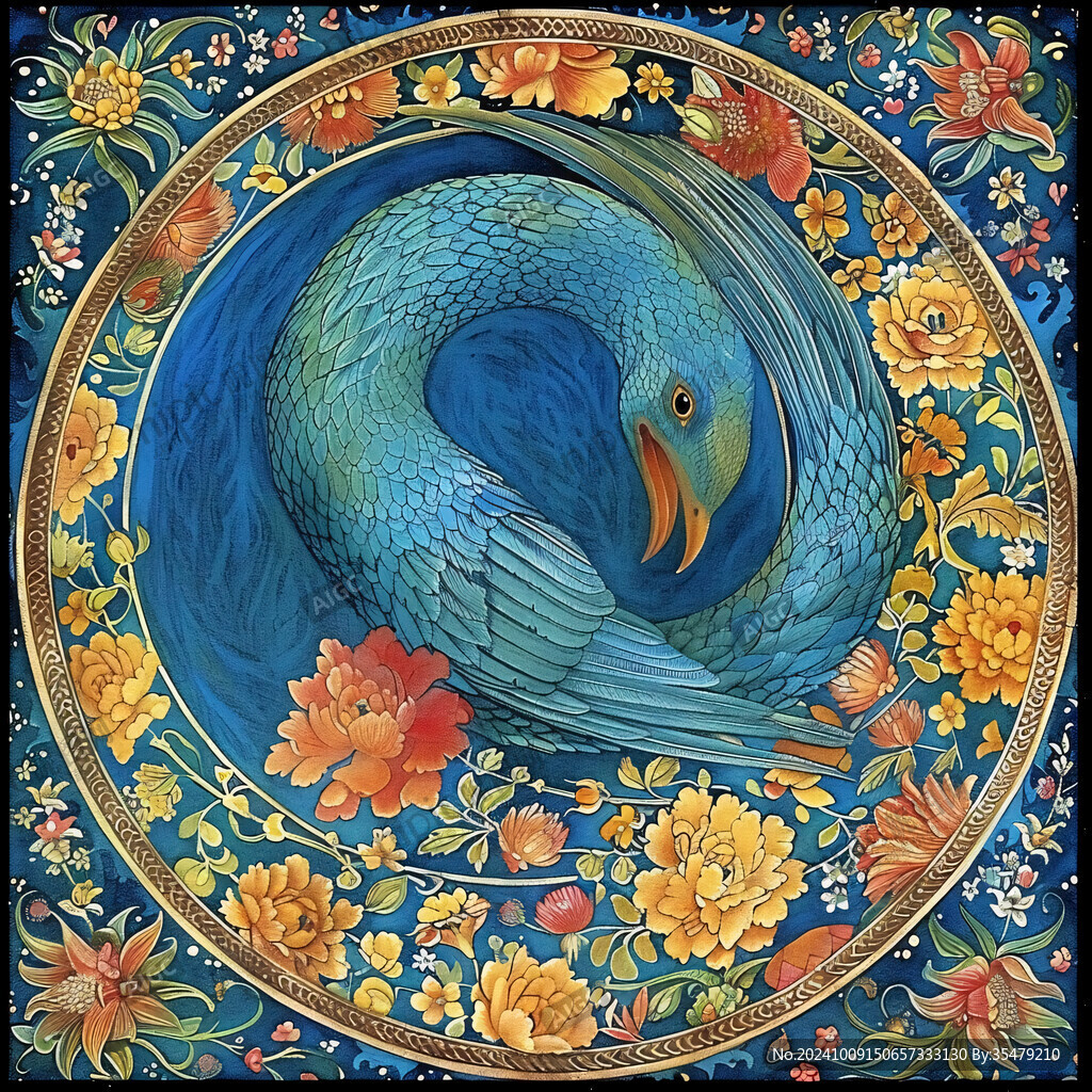 孔雀元素古典画