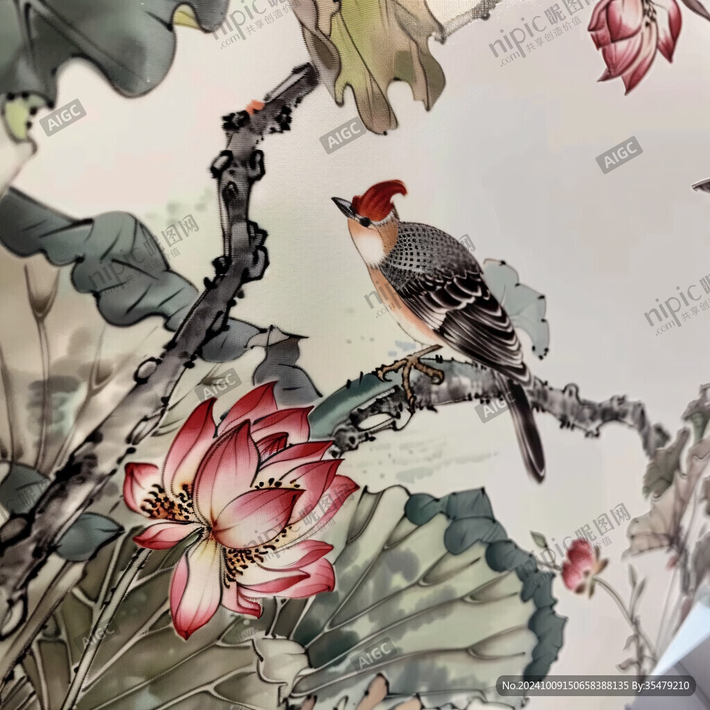 手绘国画花鸟墙绘