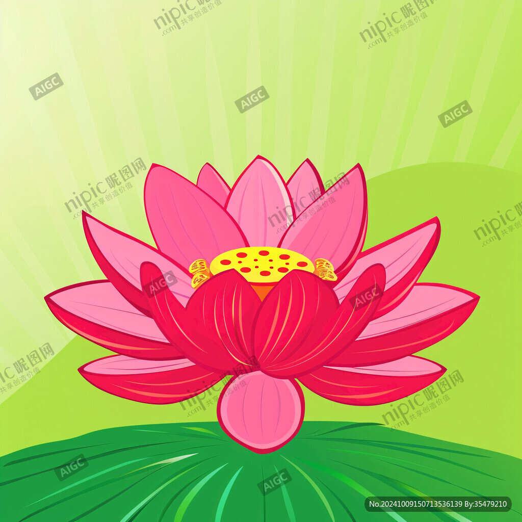 红色莲花绿色荷叶