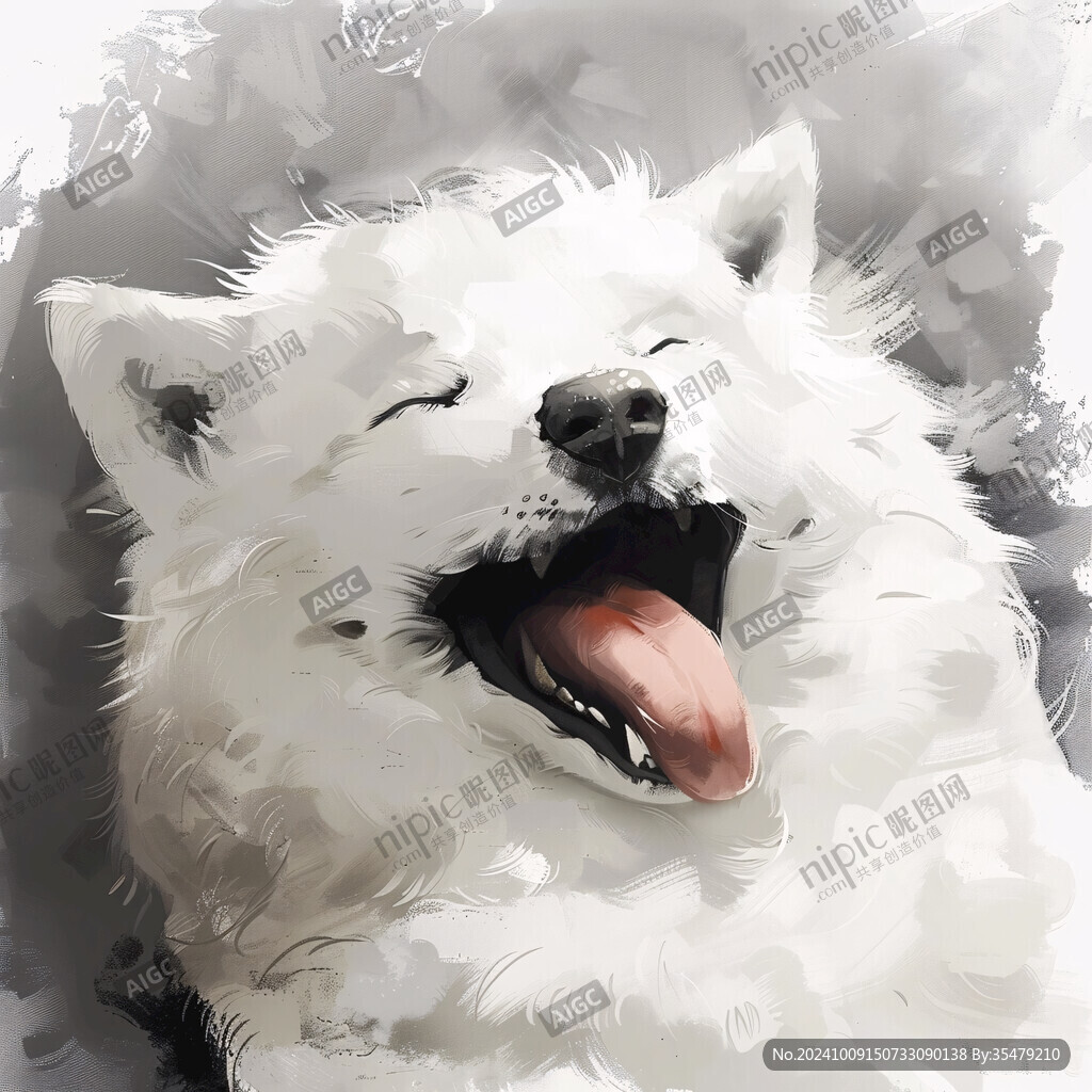 手绘时尚北极狼挂画