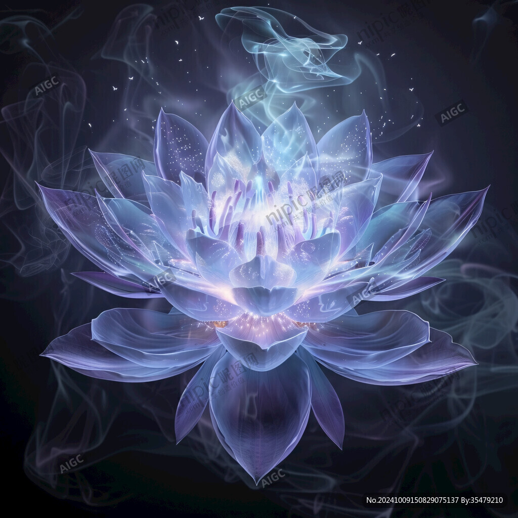梦幻莲花荷花水纹图