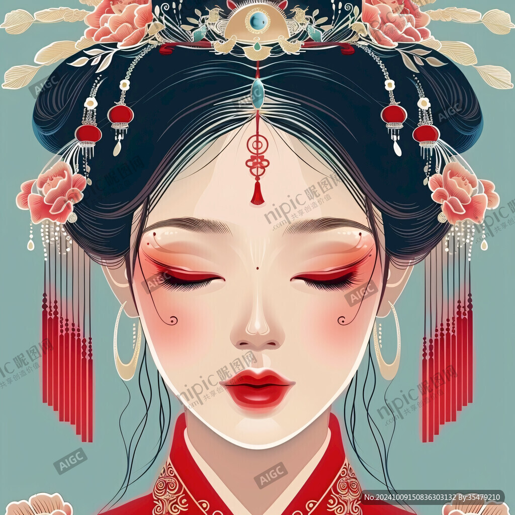 中式新娘插画