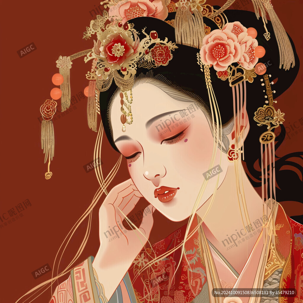 中式新娘插画