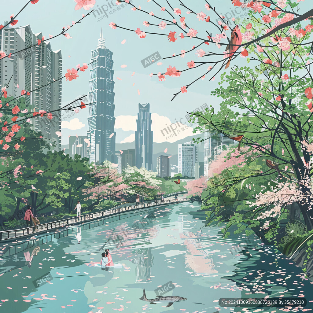 珠江上中游城市插画