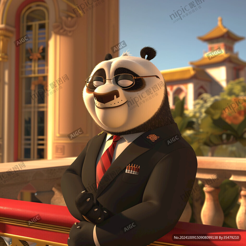 卡通熊猫侍卫