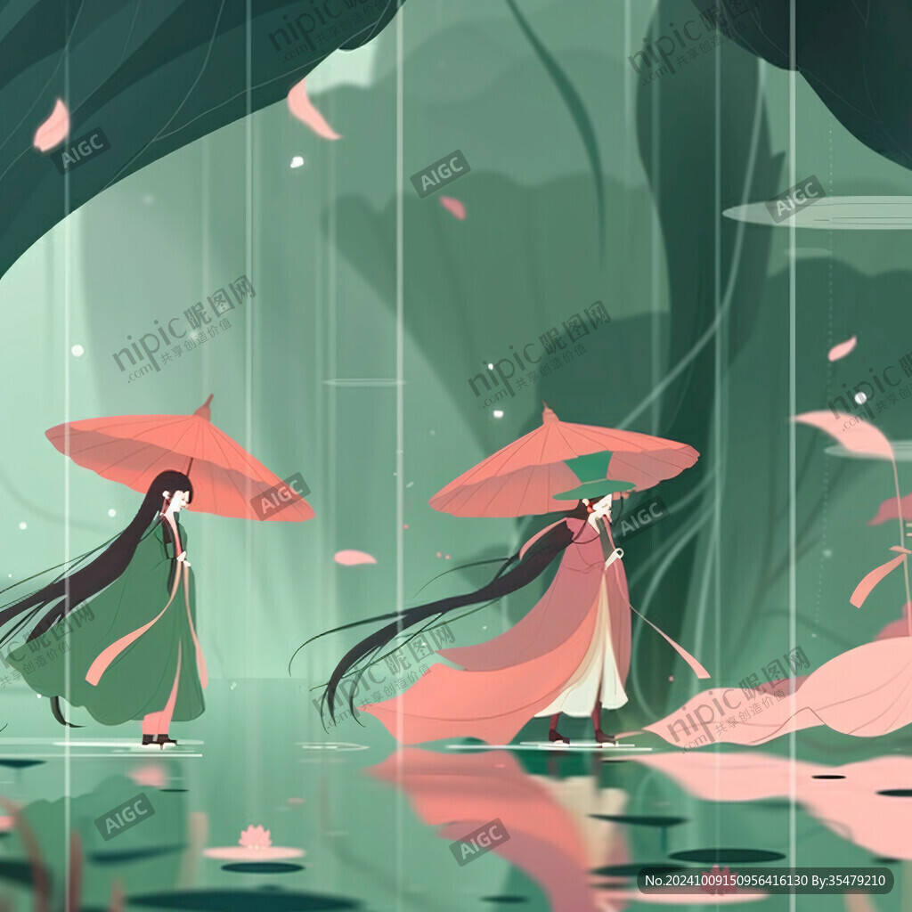 打伞的古典少女