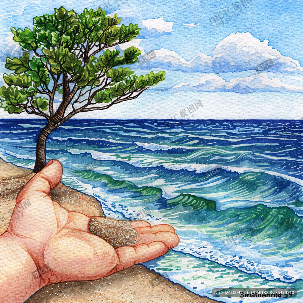 环境海水插画
