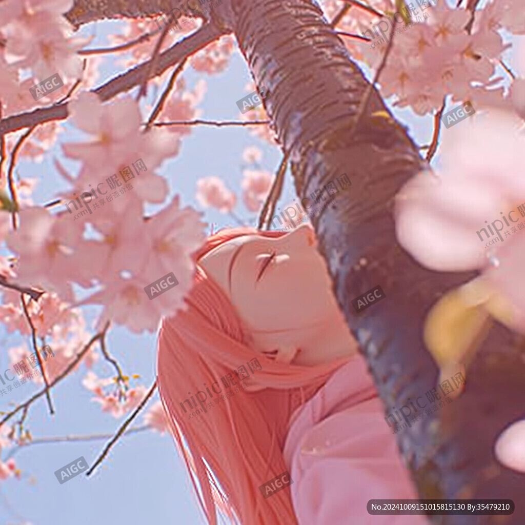 樱花树下的少女