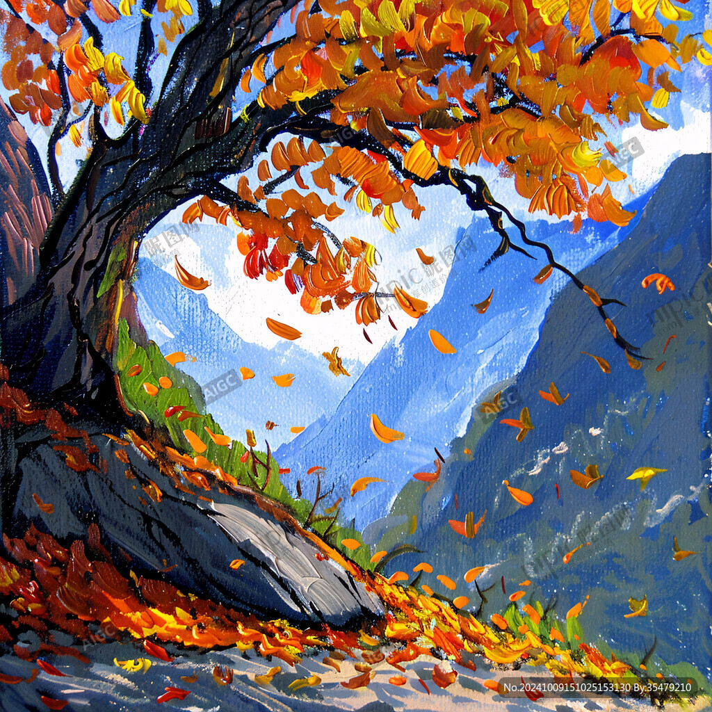 秋景水粉画