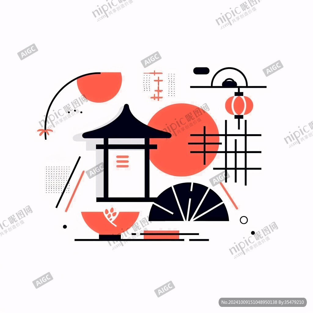 日本元素手绘装饰图