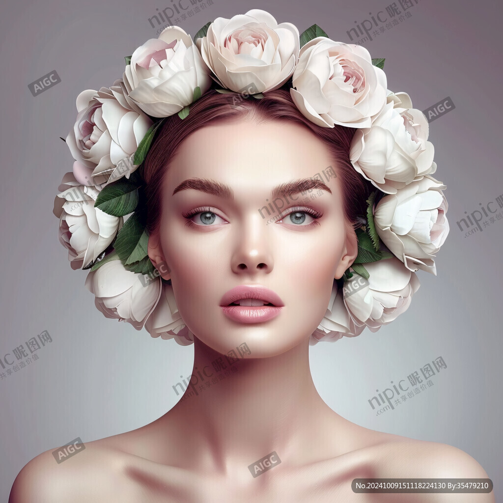 美女包装素材牡丹花