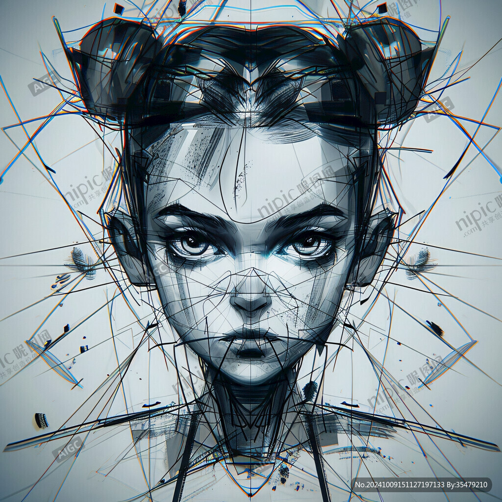 扭曲人像插画
