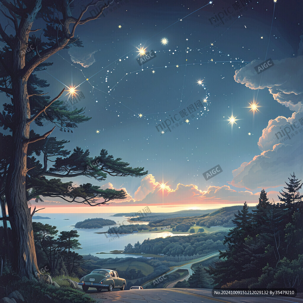 野外星空插画