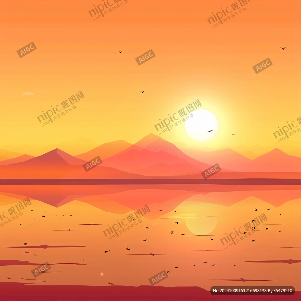 日出风景插画