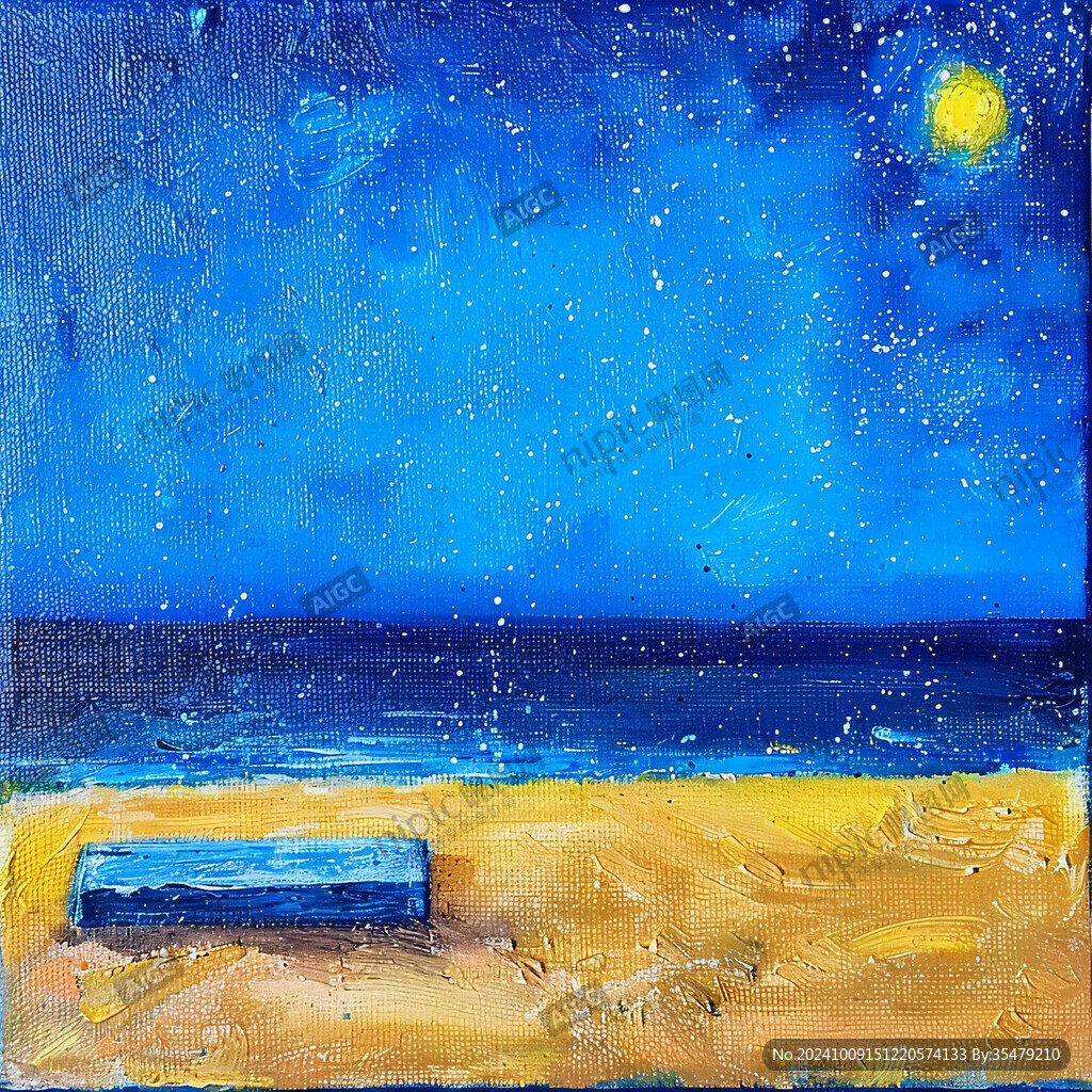 海天一色水粉画