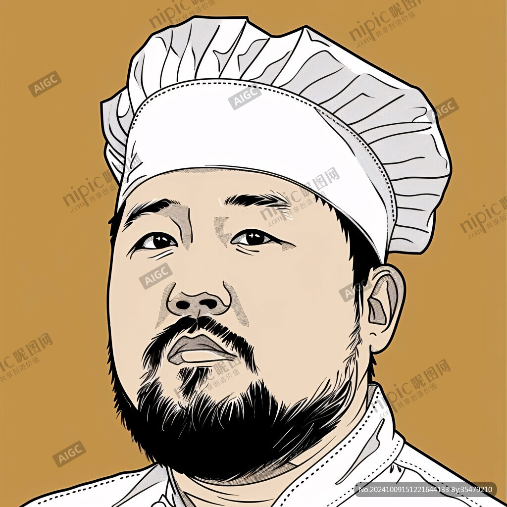 卡通年轻胖厨师头像
