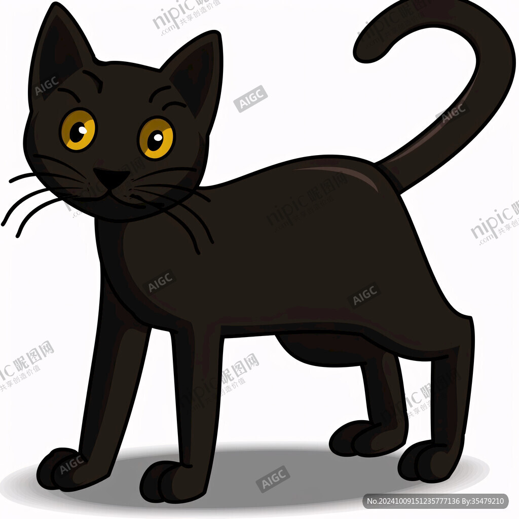 卡通小黑猫