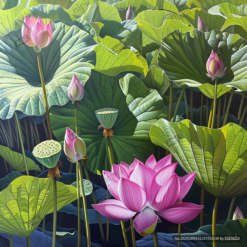 3d立体花卉荷花