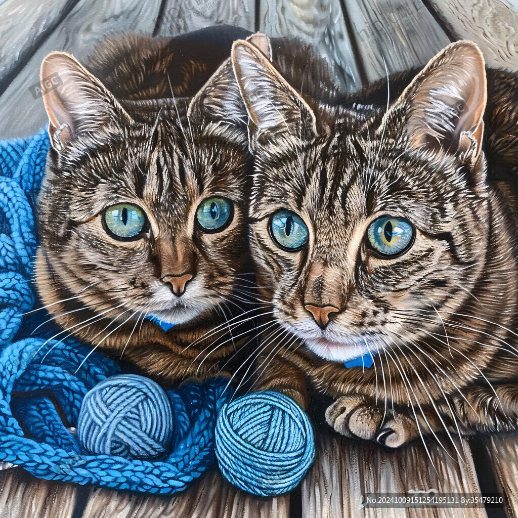 手绘大眼萌猫咪装饰画