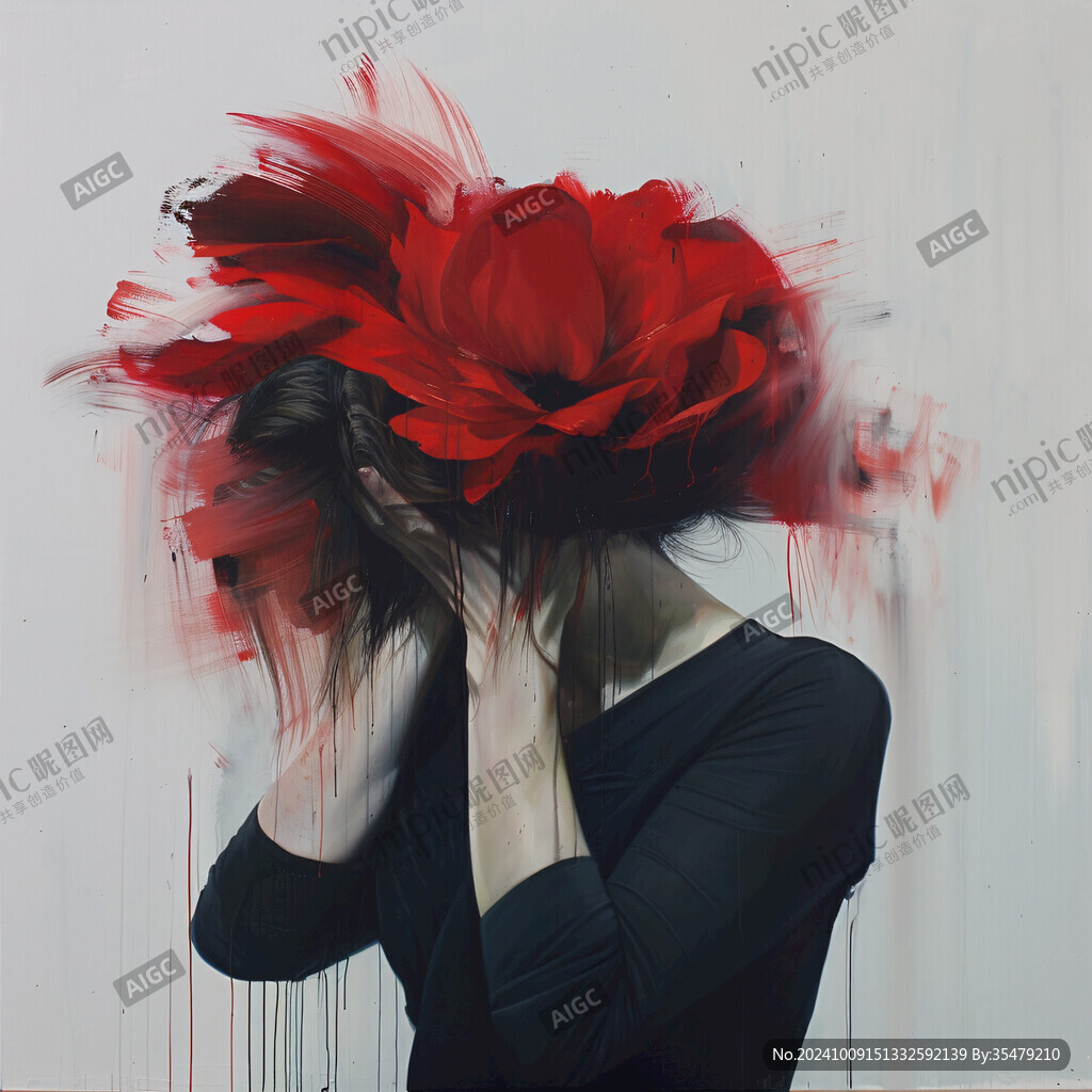 刺桐花女插画