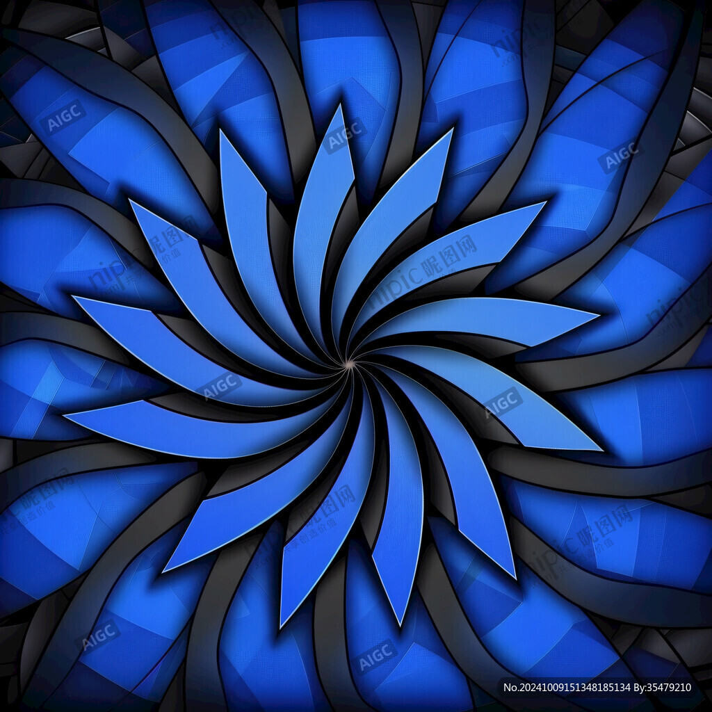 蓝色立体对称花纹