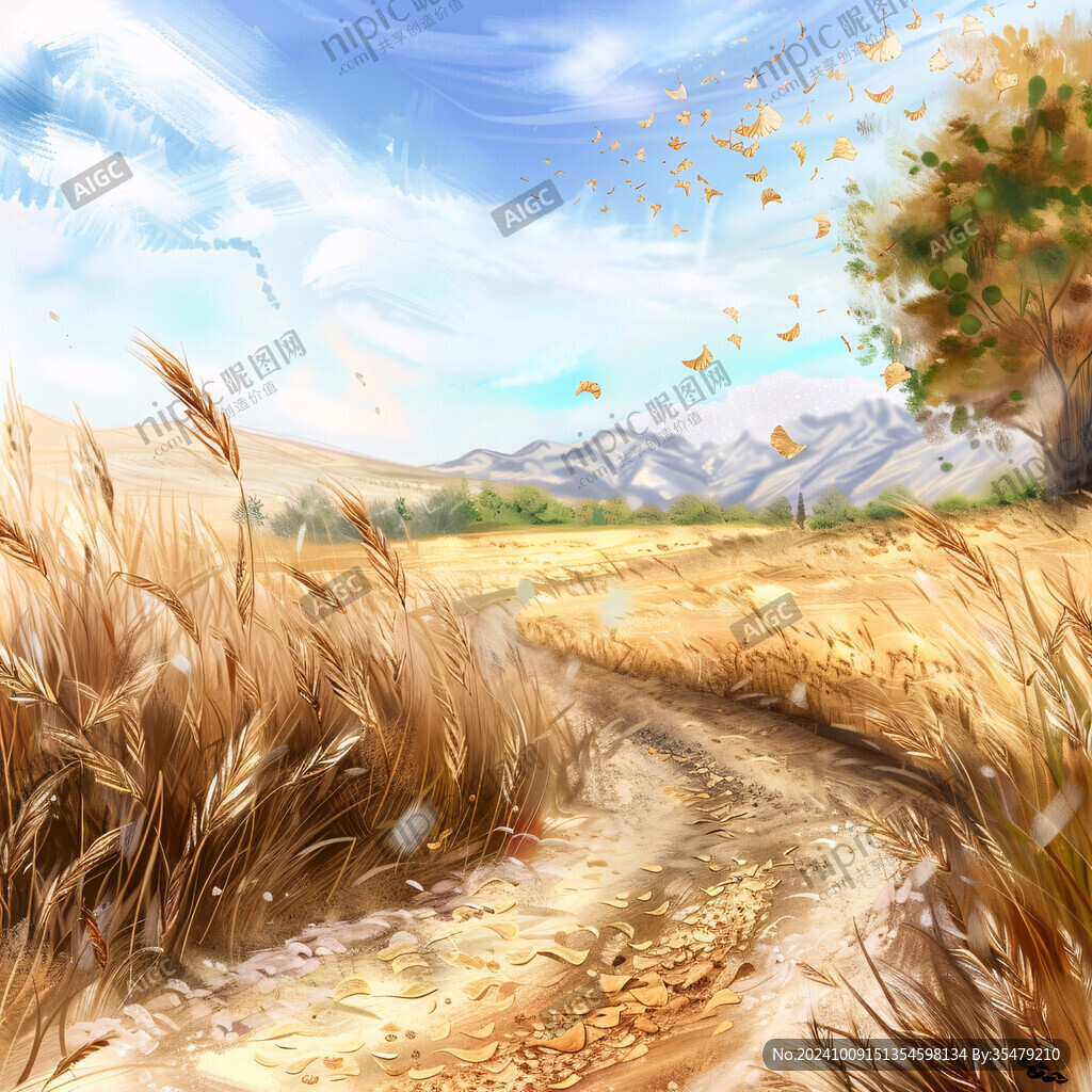 小麦田插画