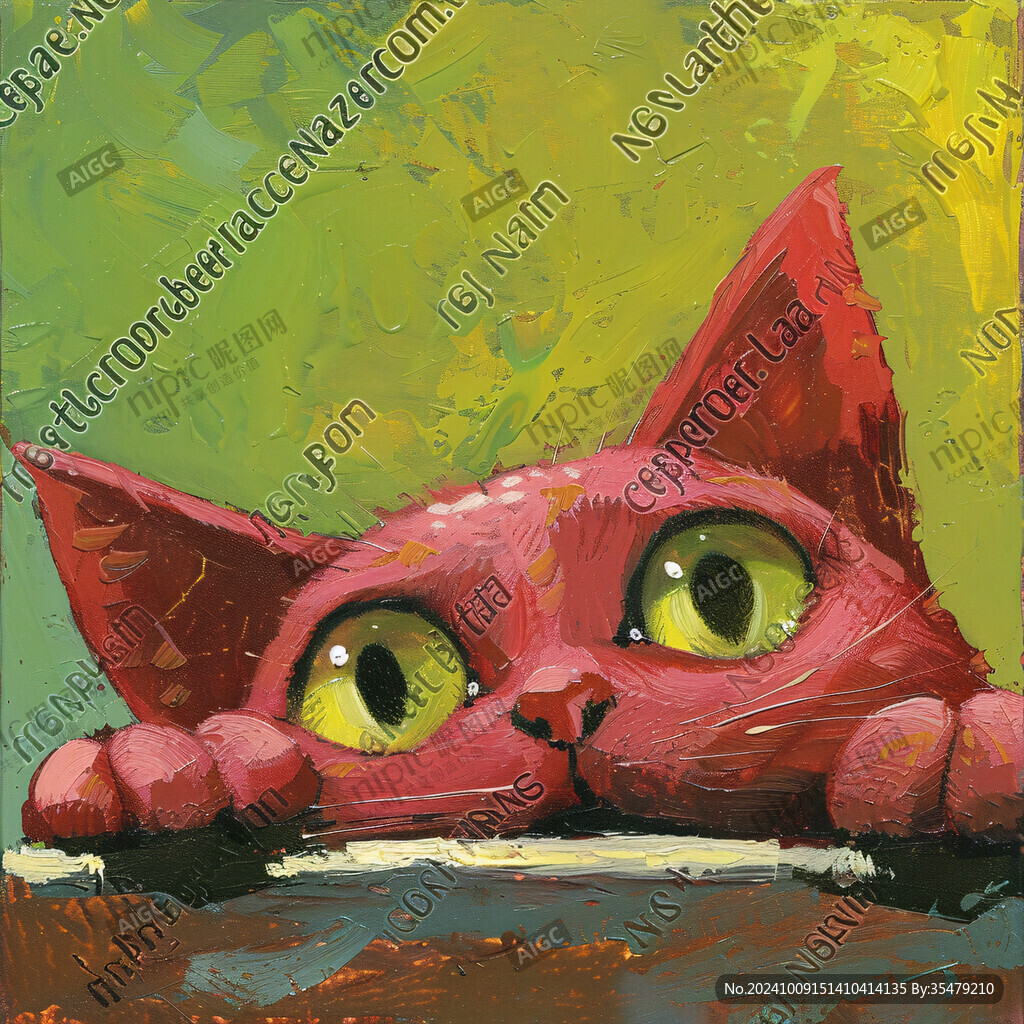 手绘大眼萌猫咪装饰画