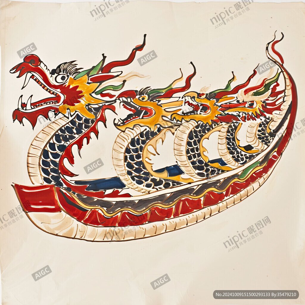 手绘龙船