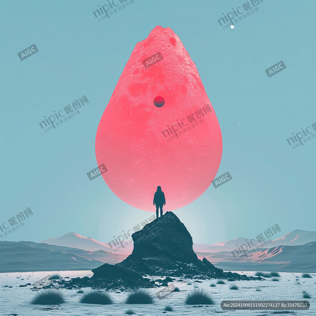 红月亮插画