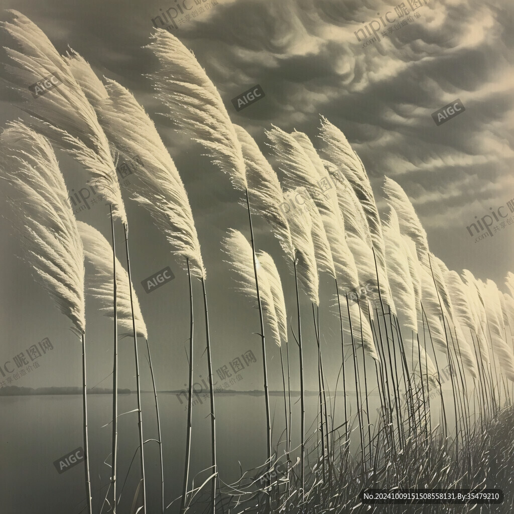 画意芦苇光影背景