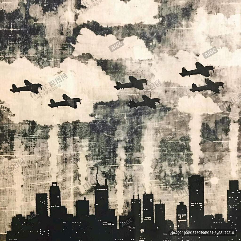 城市遮挡喷墨背景