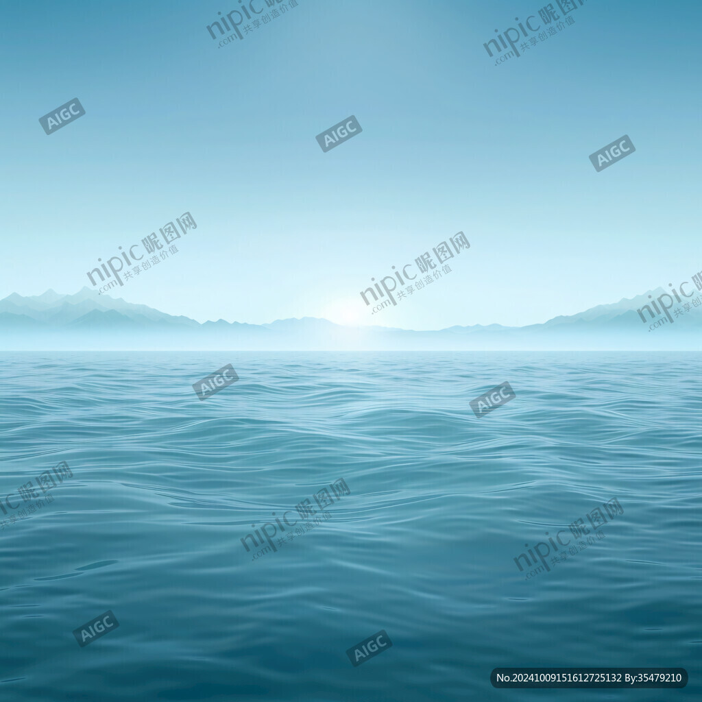 手绘海上晨雾